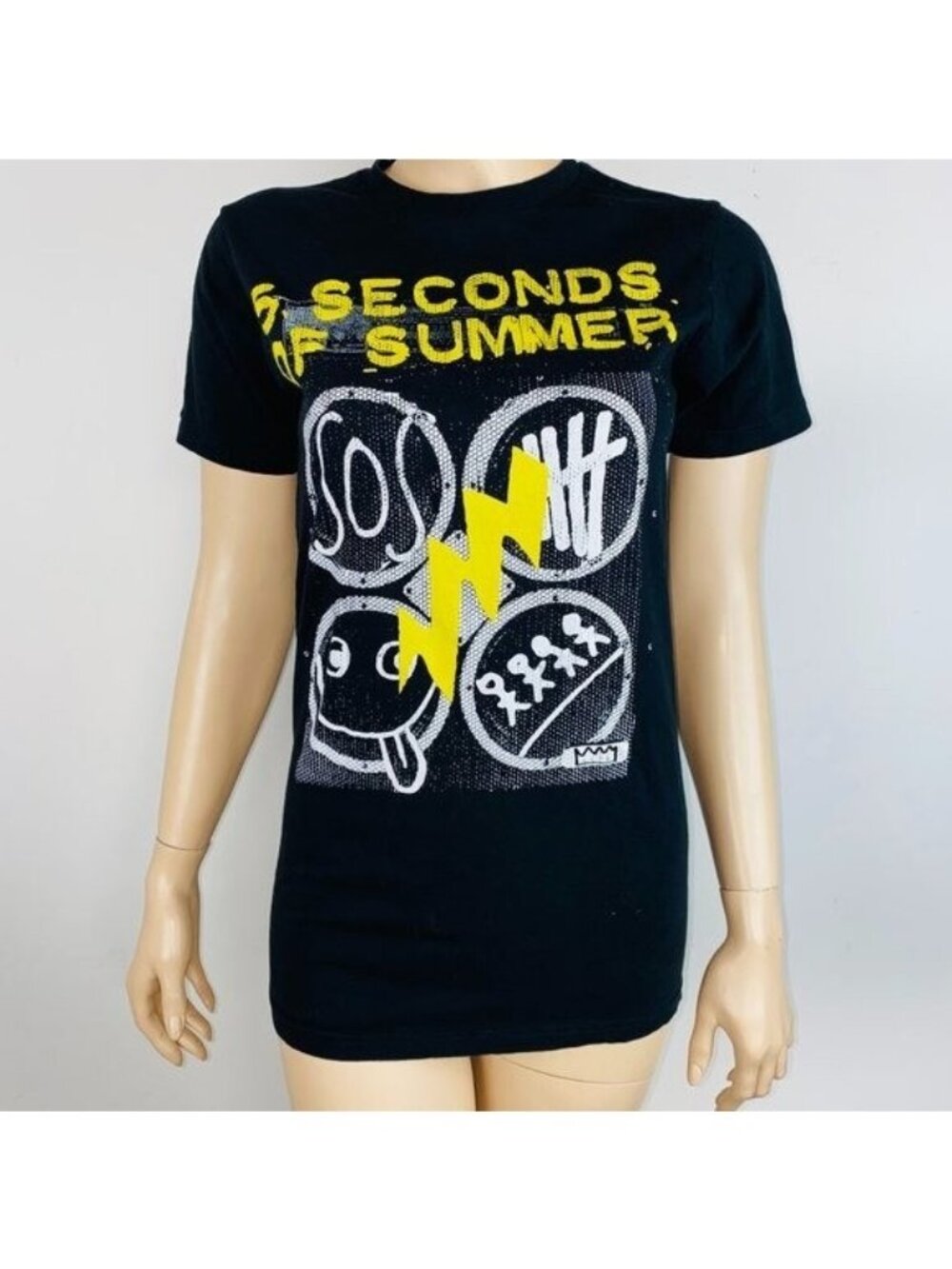 5 Seconds of Summer T-Shirt Band Tee Black Short Sleeve Graphic S